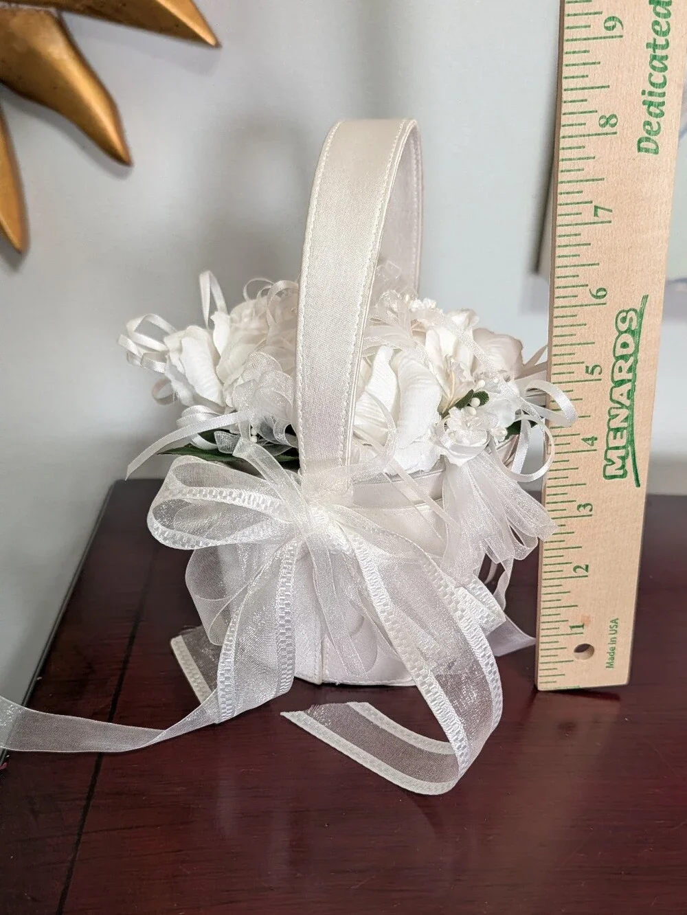 Flower Girl Bridal Basket Silky Rose Ribbons Two Piece Zipper Satin By Sasha NY